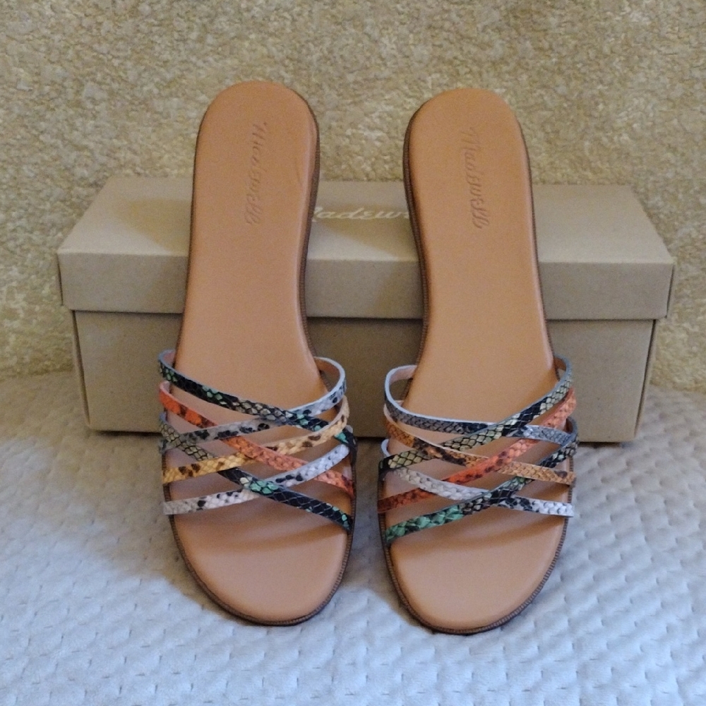 Madewell Multicolor Strappy Sandals Flats Leather Sz 9.5 NWT